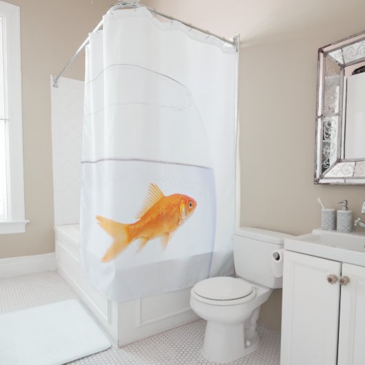 Rideau de douche solitaire à poissons rouges (En situation)