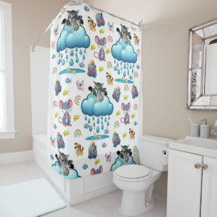 Rideau de douche Souris Chat Chien Arc-en-ciel Fro