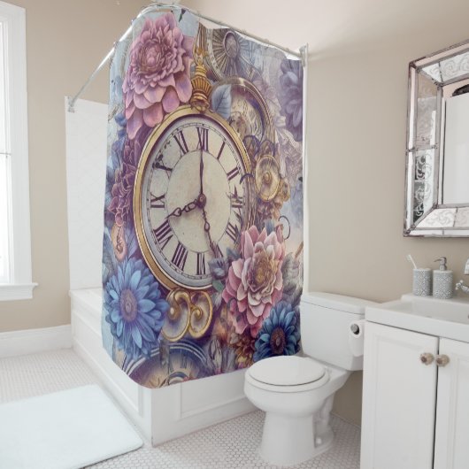 Rideau de douche Steampunk pastel (En situation)