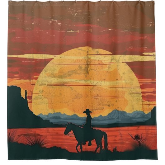 Rideau de douche Sunset Cowboy (Devant)