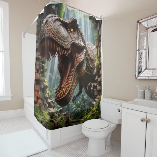 Rideau de douche T-Rex (En situation)