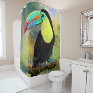 Rideau de douche tactile tropical