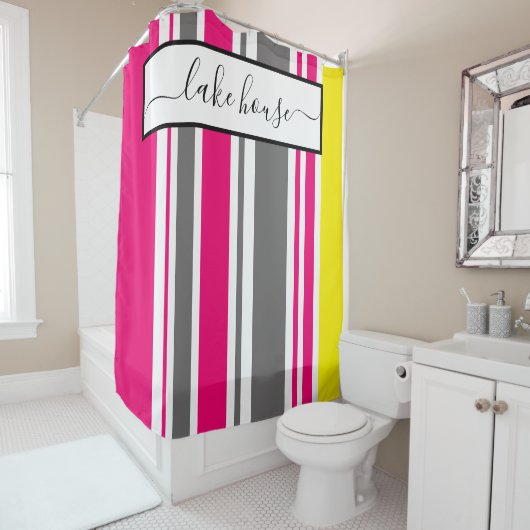 Rideau De Douche - Tailles De Cabine De Plage Rose (En situation)