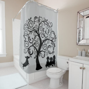Rideau de douche teckel silhouette noire