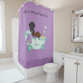 Rideau de douche teckel violet (En situation)