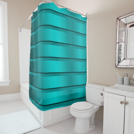 rideau de douche tendance bleu (En situation)