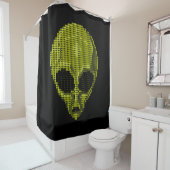 Rideau de douche Tête d'alien vert (En situation)