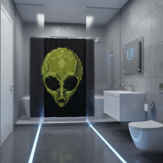 Rideau de douche Tête d'alien vert