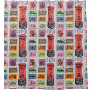 Rideau de douche Timbres de voyage