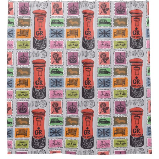 Rideau de douche Timbres de voyage (Devant)