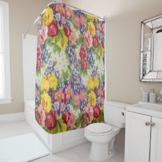 Rideau de douche - Tissu floral Vintage