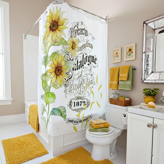 Rideau de douche tournesols vintage clair