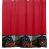 Rideau de douche Train / Chemin de fer Rouge et No (Devant)