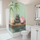 Rideau de douche Tranquil Reflection – Paysage Zen (En situation)