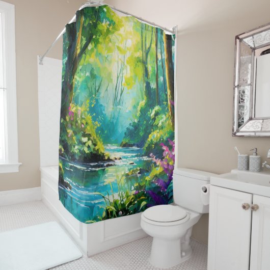 Rideau de douche Tranquil Waters Serenity Stream (En situation)