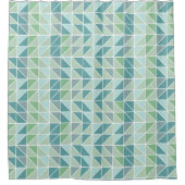 Rideau de douche triangle abstrait bleu vert gris (Devant)