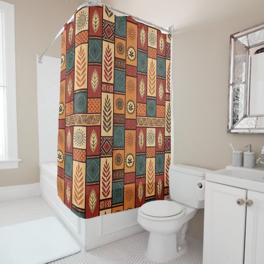 Rideau de douche tribal africain (En situation)