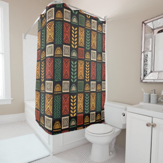 Rideau de douche tribal africain (En situation)