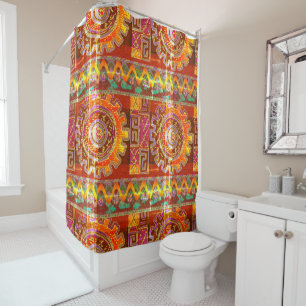 Rideau de douche tribal géométrique vintage