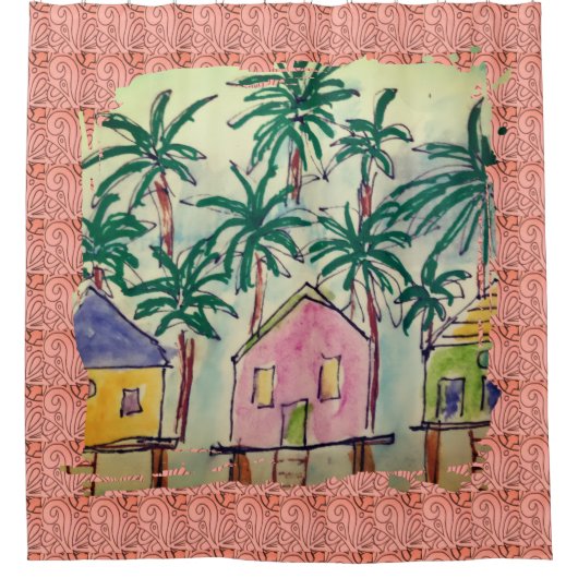 Rideau de douche Tropical Paint Stroke (Devant)