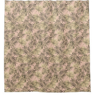 rideau de douche tropicale en feuille de palme