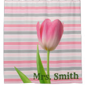 Rideau de douche Tulipe rose rayé Pastel (Devant)