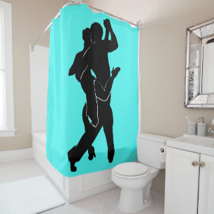 Rideau de douche turquoise avec danseurs de tango