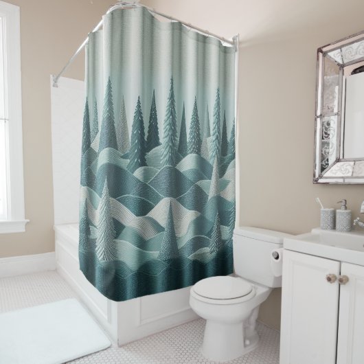 Rideau de douche Turquoise hiver (En situation)