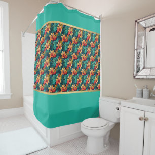 Rideau de douche Turquoise Orange Tropical