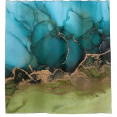 Rideau de douche Turquoise vert noir or moderne (Devant)