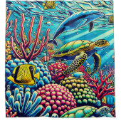 RIDEAU DE DOUCHE - "UNDERSEA POP ART" (Devant)