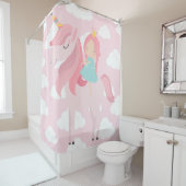 Rideau de douche Unicorne rose (En situation)
