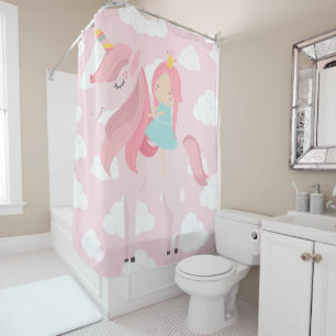 Rideau de douche Unicorne rose