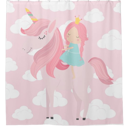 Rideau de douche Unicorne rose (Devant)