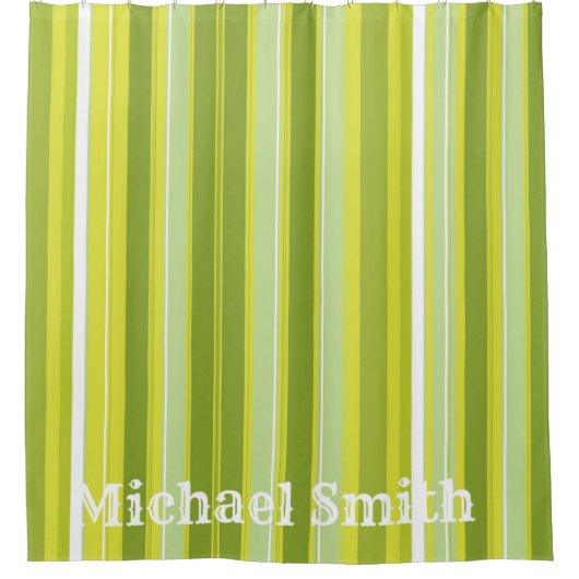 Rideau de douche Vert Blanc Jaune Bande (Devant)