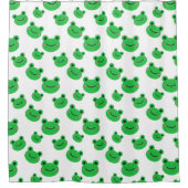 Rideau de douche vert et blanc Motif grenouille (Devant)