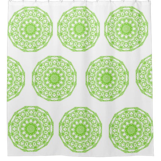 Rideau de douche vert Mandala (Devant)