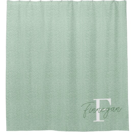 Rideau de douche vert monogrammé (Devant)