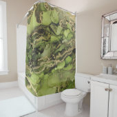 Rideau de douche vert or noir (En situation)