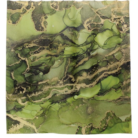 Rideau de douche vert or noir (Devant)