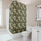 Rideau de douche vert sauge élégant Botanique Chic (En situation)