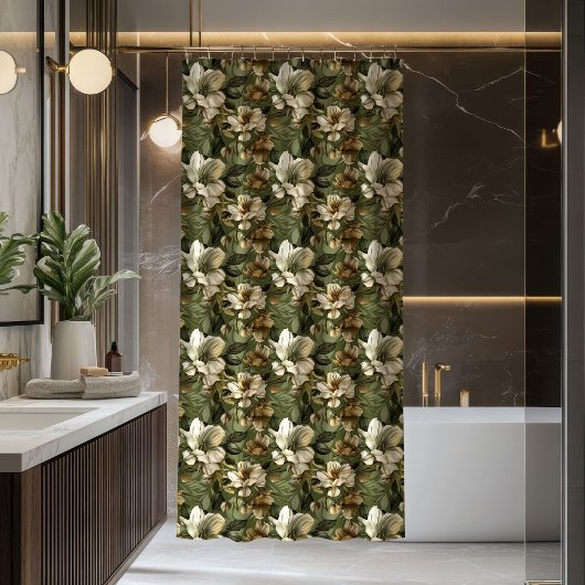 Rideau de douche vert sauge élégant Botanique Chic