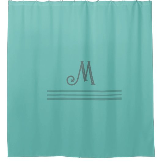 Rideau de douche vert sur mesure Monogramme (Devant)