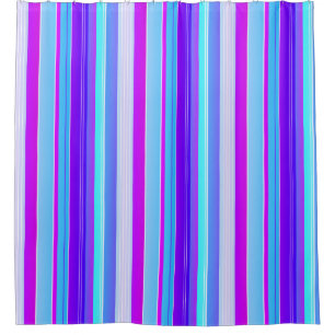 Rideau de douche vertical bleu violet rayé