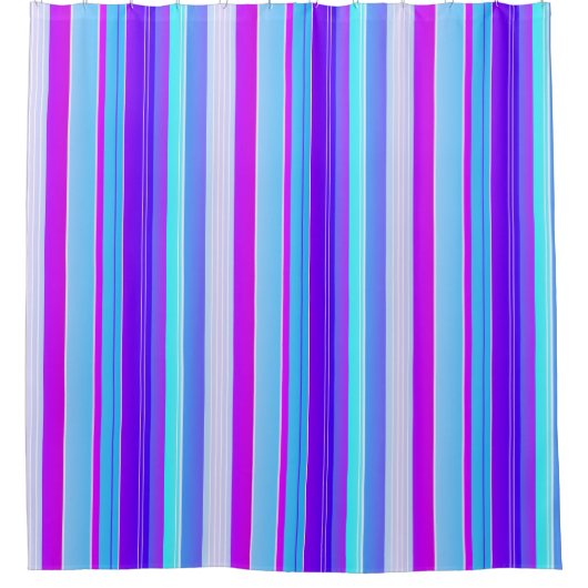 Rideau de douche vertical bleu violet rayé (Devant)