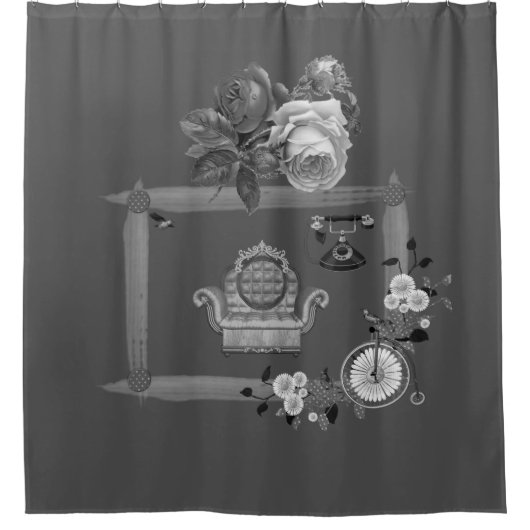 rideau de douche vintage avec canapé à fleurs (Devant)