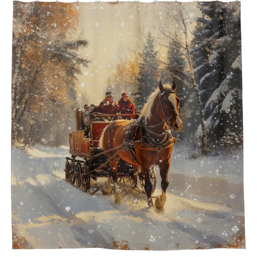 Rideau de douche Vintage de Noël (Devant)