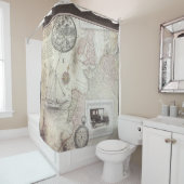 Rideau de douche vintage voyage (En situation)