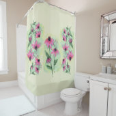 Rideau de douche violet à fleurs de cône (En situation)