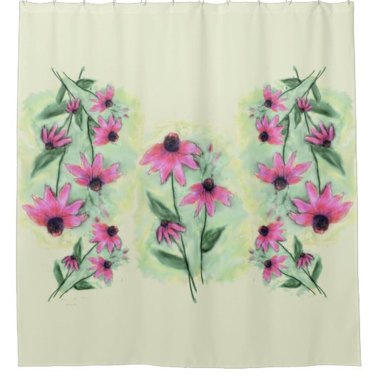 Rideau de douche violet à fleurs de cône (Devant)